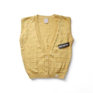 Yellow Knit Sleeveless Button-up Vest